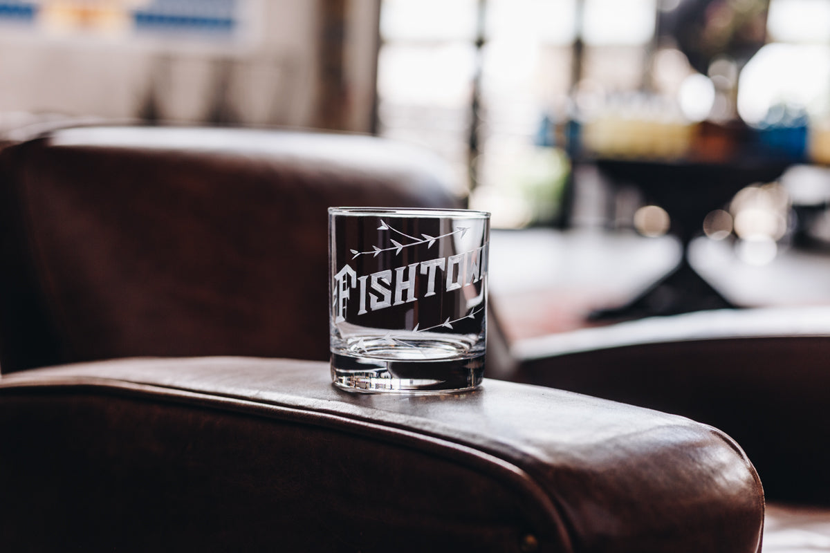Fishtown Rocks Glass Bluecoat Bottle Shop by Philadelphia Distilling