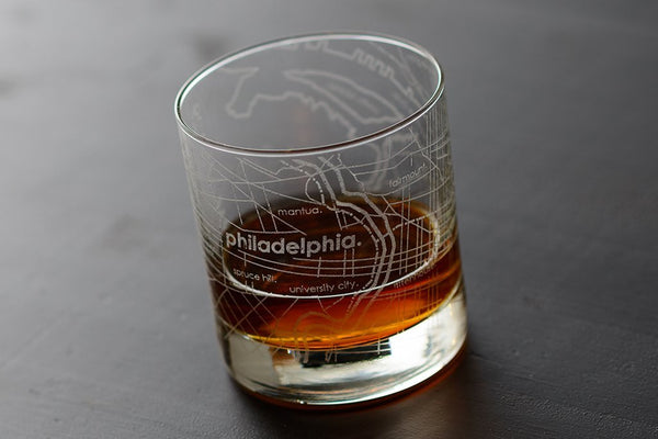 Philadelphia Map Rocks Glass - Bluecoat Bottle Shop by Philadelphia Distilling